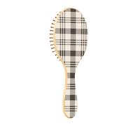 Hairbrush wood black white twill weave buffalo plaid tartan check Scotland wood paddle hair brush wood hairbrush hair brush wooden brush wood massage brush