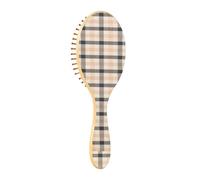 Hairbrush wood brown buffalo plaid tartan check scotland paddle hairbrush for women wooden hairbrushes for women natural hairbrush