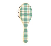 Hairbrush wood buffalo plaid tartan check Scotland fashion teal pattern paddle hairbrush for women wooden hairbrushes for women massage hairbrush