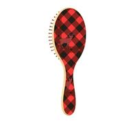 Hairbrush wood Buffalo Plaid Tartan Check Scotland Merry Christmas Elk Paddle Hairbrush for women Wooden hair brushes Wooden Message Brush of wood
