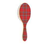 Hairbrush wood buffalo plaid tartan check Scotland red line paddle hair brush for women wooden brush for hair growth natural hairbrush