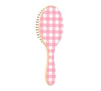 Hairbrush Wood Checked Pastel Peach White Scotland Buffalo Plaid Tartan Check Paddle Wooden Hairbrushes for Women Natural Hairbrush