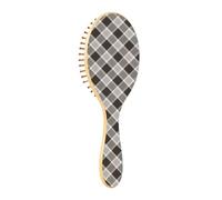 Hairbrush wood classic Buffalo Plaid Tartan Check Scotland black white paddle brush fine hair wooden brush hair massage brush