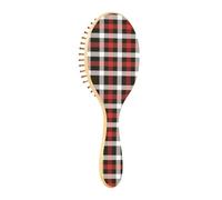 Hairbrushes wood Merry Christmas Buffalo Plaid Tartan Check Scotland black red paddle hairbrush for women wooden brushes hair massage brush