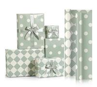 HairChrysm Sage Green Wrapping Paper 2 Rolls - 17x16.5 Ft Each - Gift Wrap Supplies Decorations for Valentine's, Girls Birthday, Christmas, Wedding, Baby Shower, 2 Design