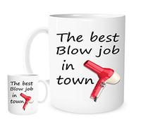 Hairdresser Gift Mug - 11oz Ceramic Coffee Cup - “Best BJ in Town” Funny Salon Joke - Hair Stylist & Colourist Present - Hairdressing Humor