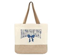 Hairdresser Gifts, Hair Stylist Tote Bag, Hair Dresser Gifts for Women, Cosmetology Graduation Gift, Thank You Gift for Hairstylist Female Cute Coquette Blue Bow Reusable Canvas Tote Bag With Floral