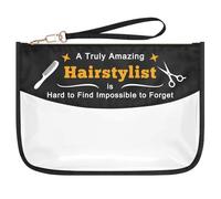 Hairdresser Hair Stylist Gift Clear Makeup Bag Hairstylist Appreciation Gifts Hair Dresser Hairdresser Inspirational Gift PVC Cosmetic Bags Cosmetology Graduation Gift Oxford Cloth Zipper Travel Pouch