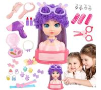 Hairdresser Head - Creative Makeup and Hair Styling Toy for Learning Pleasure. Includes 31 Simulation Salon Accessories with Hairpins, Comb & P