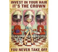 Hairdresser Poster Invest in Your Hair Quote Hair Salon Retro Metal Signs for Garage Man Cave Funny Cat Black Cat Lover Toilet Tin Sign 12x8 Inch