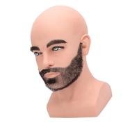 Hairdresser Practices Bald Head, Full Beard Eyebrows Ergonomic Male Bald Mannequin Head with Beard Resin PVC for Trimming Exercises