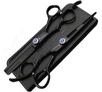 Hairdresser Professional Scissors Set Left-Handed 6/7/7.5/8/9 inch Hair sparse Scissors Hairdressing Scissors 440C (6 inches, 2 Pieces-A)