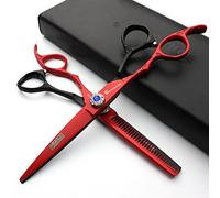 Hairdresser Professional Scissors Set Left-Handed 6/7/7.5/8/9 inch Hair sparse Scissors Hairdressing Scissors 440C (6 inches, 2 Pieces-E)