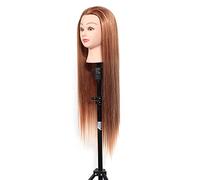 Hairdresser’s Synthetic Brown Hair Training Head with Table Clamp Stand