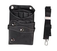 Hairdresser Scissor Bag, PU Leather Double Layer Barber Tool Waist Bag, Adjustable Belt Organizer for Shears, Comb and Trimmer, Salon Home