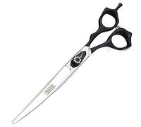 Hairdresser Scissors, semi-Black Handle Scissors, Japan 440c Steel, Cutting Scissors + thinning Scissors + Bending Scissors Set (Curved Scissors)