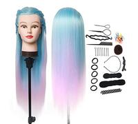 Hairdresser Training Head, DanseeMeibr Plus 26-28Inch Training Head 100% Synthetic Fiber Hair for Practicing Hair Styles, Soft Mannequin Dolls Head for Girls Stylists Hairdresser