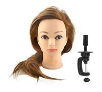 Hairdresser Training Head Mannequin with Human Hair for Cutting Styling Coloring Perming Practice Beauty Salon Barber School Teaching Professional Hairdressing Mannequin Head for Beginners and Experts