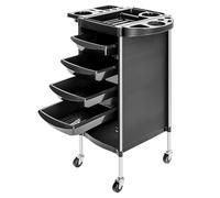 Hairdresser Trolley Salon Hairdressing with 4 Drawers Beauty Storage Cart Side Tray Hair Dryer Holder on Wheels Spa Barber Tool Trolley