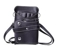 hairdressing bag, 6 Pocket PU Leather Big Space Salon Barber Hair Comb Shear Pouch Holder Case With Belt Hairdressing(Black)