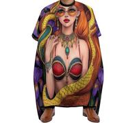 Hairdressing Cape Ancient Greece Girl Medusa Snake Art, Unisex Hair Dye Cape Professional Haircut Apron Gown for Coloring Family 140X168cm