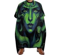 Hairdressing Cape Greek Goddess Snake Qu-Een Medusa Green Art, personalised Barber Cape Adjustable Haircut Apron Gown for Salons Hairdresser 140X168cm