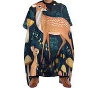 Hairdressing Cape Magic Mushrooms Wild Animals Deer, Stain resistant Hair Cape Adjustable Hair Cutting Gown for Styling Haircut 140X168cm