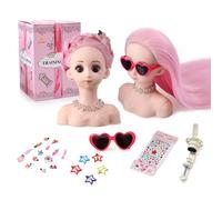 Hairdressing Head Doll Head for Hairdressing, Cosmetology Mannequin Head Manikin Training Head for Hairdressers with Table Clamp + Hair Styling Set (Pink)