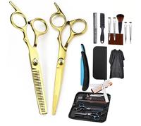 Hairdressing Scissors, Hair Cutting Scissors, Thinning Scissors, 14 Pieces, Six Inch Professional Hair Scissors Set, 2 Extra Sharp Hair Cutting Scissors, with Comb and Clips, Hairdressing Cape for Men