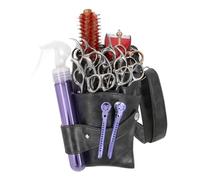 Hairdressing Tool Belt Bag Hairdressing Scissor Bag Pouch Hair Stylist PU Leather Belt Holster Pouch for Salon Comb Barber Toolkit Lightweight Multi Pocket Barber Bag(Dark Grey)