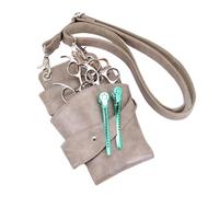 Hairdressing Tool Belt Bag Hairdressing Scissor Bag Pouch Hair Stylist PU Leather Belt Holster Pouch for Salon Comb Barber Toolkit Lightweight Multi Pocket Barber Bag(Grey)