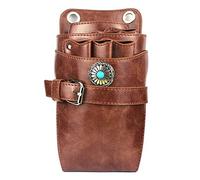 Hairdressing Tool Pocket， Retro Personality Scissors Waist Bag Hairdressing Scissors Pouch for Hairdressers(Brown)