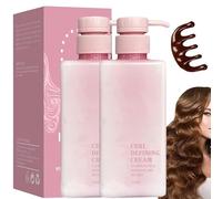 Hairhalo Curl Defining Cream, Curl Defining Cream, Curl Cream for Curly Hair, Anti-Frizz, Moisturizing, Smoothing for Curly Hair and Wavy Hair (2 Bottles)