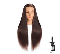 Hairingrid 26"-28" Mannequin Head Hair Styling Training Head Manikin Cosmetology Doll Synthetic Fiber Hair and Free Clamp Holder