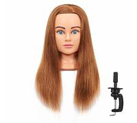 Hairingrid Mannequin Head 20"-22" 100% Human Hair Hairdresser Cosmetology Mannequin Manikin Training Head Hair and Free Clamp Holder (R71906LB0614H)