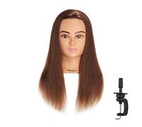 Hairingrid Mannequin Head 20"-22" 100% Human Hair Hairdresser Cosmetology Mannequin Manikin Training Head Hair and Free Clamp Holder (1906LB0414)