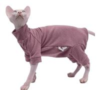 Hairless Cat Clothes Four-Legged Velvet Warm Soft Autumn and Winter Cat Apparel for Sphynx Cat, Devon Rex Cat, Cornish (Large)
