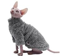 Hairless Cat Clothes - Warm Thick Fashion Hoodie for Autumn and Winter - Apparel for Sphynx, Devon Rex, Cornish and Small Cats (Grey, Large)
