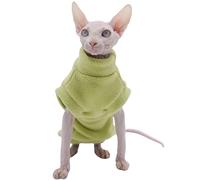Hairless Cat Clothes: Warm Thick Fashion Hoodie for Autumn and Winter - Apparel for Sphynx, Devon Rex, Cornish and Small Cats (Green, Large)