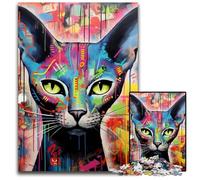 Hairless Cat Graffiti 1000-Piece Jigsaw Puzzle Impossible Jigsaw Puzzles for Adults for Birthdays And Holidays 26X38CM/10.23x14.96inch