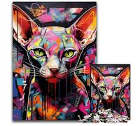 Hairless Cat Graffiti Puzzles 1000 Pieces for Adults Jigsaw Puzzles for Adults Brain Challenge Gift, Educational Activity for Teenagers 50x75CM/19.68x29.52inch