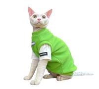 Hairless Cat Mock Two-piece Clothes,Warm Sweatshirt Vest for Sphynx Cat, Cornish Rex Cat, Devon Rex Cat, Peterbald Cat (Neon green, M)