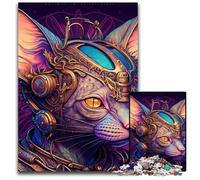 Hairless Cat Warrior 1000Pc Adults Jigsaw Puzzle Wooden Jigsaw Puzzles for Adults for Teenagers & Family Fun - DIY Brain Teaser Game Gift 50x75CM/19.68x29.52inch
