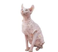 Hairless Cats Summer Clothes Soft Cotton High Elasticity Sleeveless Four Legs Design Jumpsuit Onesies,Cat's Pajamas pjs for Sphynx,Cornish Rex,Devon Rex,Peterbald (Pink, L+)