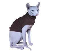 Hairless Cats Winter Clothes Sweatshirt Sweater,Sphynx Cat Cold Weather Self-heating Pullover Warm Vest (Brown, L)