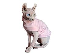 Hairless Cats Winter Clothes Sweatshirt Sweater,Stretch Dralon Fleece Cold Weather Pullover,Breathable Warm Cat Wear Vest for Sphynx Cat, Devin, Konnis, Peterbald Pink L
