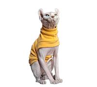 Hairless Cats Winter Clothes Sweatshirt Sweater,Stretch Dralon Fleece Cold Weather Pullover,Breathable Warm Cat Wear Vest for Sphynx Cat, Devin, Konnis, Peterbald Yellow XXL