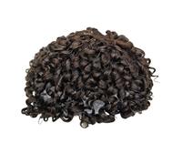 Hairline Toupee for Men Brown Kinky Curly Wig for Men's Lace Top