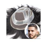 Hairline Toupee for Men Men's Hairpiece Natural Color Human Hair Toupee French Lace with Clear PU Base Male Hair Prosthesis Mens wig(7x9)