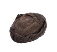 Hairline Toupee for Men Men's Toupee Human Hair Wig Mono and Pu with Lace Front 6" Replacement System(6x8)